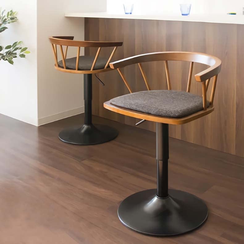 DINGZZ Solid Wood Nordic Swivel Bar Chairs Backrest Bar Stools Home Kitchen Furniture Height Adjustment Bar Chair Dining Chair (Color : Argento,