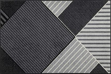 wash+dry Straight in Blocks Door Mat, 75 x 120 cm, Washable for Indoor and Outdoor Use