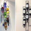 wine racks Wall Mounted Wine Racks European Style Iron Multi-bottle Red Wine Bottle Holder Creative Lattice Wine Racks Black Stemware Racks