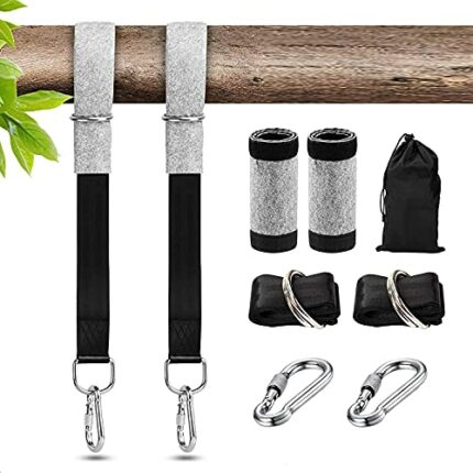 Tree Swing Hanging Kit - Holds up 1700 LBS 9.8ft Polyester Fiber Straps with 2 Tree Protectors Pads + 2 Carabiners, Perfect for Child Swing, Hamm