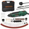DEPSTECH Rotary Tool Kit, 200W Rotary Multi Tool 6 Variable Speed 10000-40000RPM with Keyless Chuck and Flex Shaft, 128pcs Accessories Set for DI