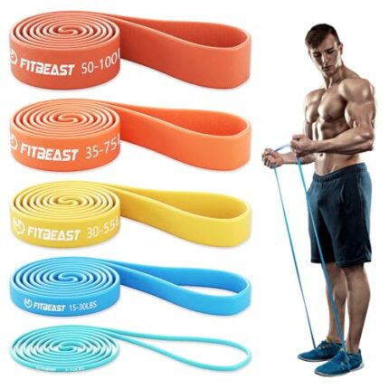 FitBeast Pull Up Bands Set, 5 Different Levels Resistance Band Pull Up for Calisthenics, CrossFit, Powerlifting, Muscle Toning, Yoga, Stretch Mob