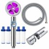 High Pressure Water Saving Shower Head - Propeller - Turbo Fan Drive Jet Shower Head-with Water Stop Button and 4Pcs Filter-360 Degree Rotating S