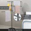 Sayayo Freestanding Towel Rails Bathroom Towel Holder Towel Rack with 3 Adjustable Towel Bars, SUS304 Stainless Steel Towel Stand for Storage wit