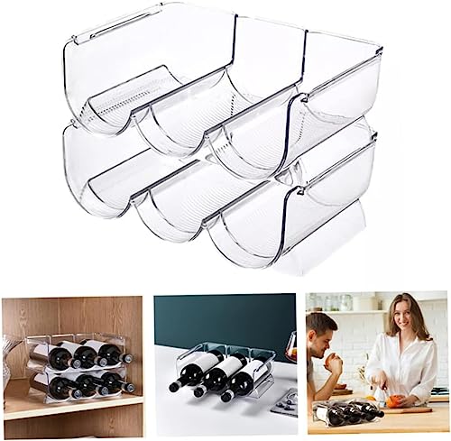 RRMMAN 2 Packs Water Bottle Organizer Plastic Stackable Wine Racks Countertop Cabinet Organization RackWine Bottle Holder, Stackable Portable for