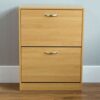 Vida Designs 2 Drawer Shoe Cabinet Cupboard Shoe Storage Organiser Pull Down Wooden Hallway Furniture Unit, Pine