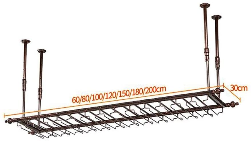 EMISOO style hanging wine glass rack, bar creative wine rack, home upside down goblet rack, bar wine rack decoration (Color : Brown, Size : 80 *