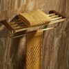 HIGOH Towel Racks,Bathroom Towel Rack Wall Mounted Towel Holder,All Copper Antique Towel Rack,European Retro Bath Towel Holder,Bathroom Wall Moun