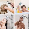 Shower System Set - Shower Head - PGFUNNY 5 Spray Modes High Pressure Shower Heads,Shower Pole,Shower Rail,Shower Hose 2m and Shower Head Holders