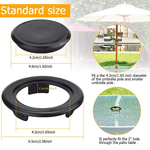 Favengo 2 Set Parasol Hole Rings Plastic Patio Umbrella Table Ring Standard Size Umbrella Hole Plug With 2 Pcs Decorative Tabletop Caps for Patio