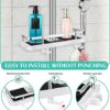 XMING Shower Bar, Shower Rack, No-hole Lifting Bar, No-nail Bathroom Tray, With Hook, Toilet To Store Flowers And Wine