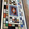 Gifts And Artefacts 30 x 60 Inches Office Meeting Table Top Inlaid with Multicolor Gemstone Rectangle Shape Black Marble Dining Table for Home Fu