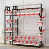 Clothes Rack, Heavy Duty 5 Tier Coat Rack with Hanging Rail, Open Wardrobe, 4 Hooks, Industrial Design, Metal Frame, White 140x40x170cm