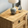 Amazon Brand - Movian Corona 3 Drawer Bedside Chest Distressed Waxed Rectangular Nightstand Table, Solid Pine Wood, 35 cm D x 48 cm W x 60 cm H