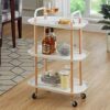GRETD Home Three-layer Removable Dining Trolley Home Kitchen Storage Shelf Multi-function Utility Metal Cart (Color : Argento, Size : 1pcs)