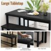Recaceik 4, Modern Wood Bench Chairs, 43.3'' Dining Room Table Set with 2 Benches & Metal Frame for Kitchen, Small Space, MDF Board + Metal, Blac