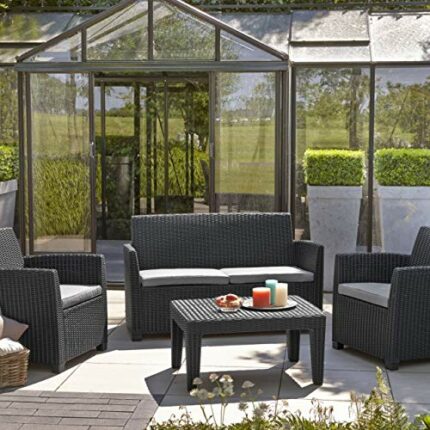 Keter Garden furniture 4 seater rattan set Allibert 4 piece lounge set sofa chairs table