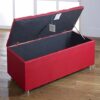 CROWN FAUX LEATHER DIAMANTE OTTOMAN TOY STORAGE BLANKET BOX (RED)