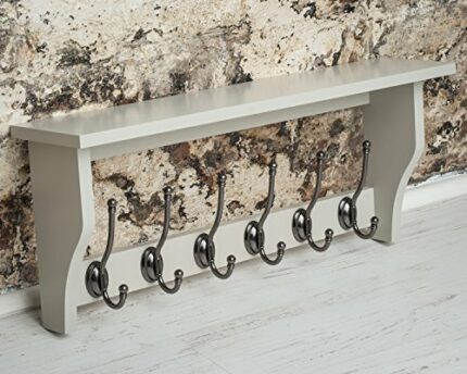 Maine Furniture Co. Lewiston Coat Hook Shelf in French Grey 6 Hooks