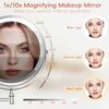AusDaur 8” Lighted Wall Mounted Makeup Mirror, 1x/10x Magnifying Vanity Mirror with Lights, Rechargeable LED 3 Color Adjustable Brightness Bathro