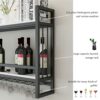 EYLINK Black Wine Rack Wall Mounted Wine Bottle Holder ，Iron Champagne Stemware Glasses Storage Shelf Kitchen Metal Floating Organizer Shelves Wi