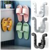 YLVUSA Slipper Rack No Punch Bathroom Simple Slipper Hook Toilet Shoe Rack Wall Mounted Bedroom Neat Locker Shoe Rack (Black, 2pcs)