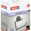 tesa® MOON GREY Toilet Paper Holder, matt grey - Roll holder without lid for industrial style and modern bathrooms - drill-free, incl. adhesive s