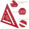 7 inch Carpenters Speed Square Metric,Roofing Rafter Square,Thickened Aluminum Alloy Triangle Ruler Protractor,Layout Tool Kit for Builders Joine