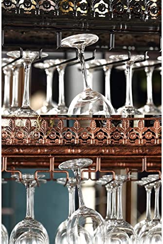PIBM Bar Fashion Creative Wine Glass Rack Suspension Wine Rack Ceiling Wine Bottle Rack European Style Goblet Holder Ktv J1022, Copper , L100×W35