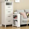 SONGMICS Rolling Trolley Narrow Storage with 3 Shelves for Kitchen Bathroom Cellar 17 cm Wide KFR09WT