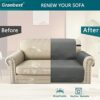 Granbest Waterproof Sofa Cover 3 Seater Non-Slip Sofa Slipcover with Elastic Straps, Washable Sofa Protector for Kids, Pets, Dogs, Cats Four Seas