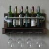 DLOETT Wooden Wine Rack- Rustic Wall Mounted Wine Racks,Metal Hanging Wine Rack,Home Room Living Room Kitchen Decor Display Rack