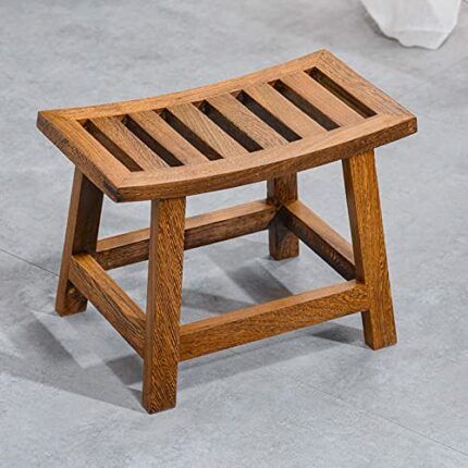 FBBSZSD Wood Shower Stools for Bathroom Wooden Bathing Chair for Elderly Disabled Curved Design Non-slip Bath Bench Foot Rest Shaving Stool,39×19