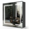LUMIRRORS® LED Bathroom Mirror Cabinet with Shaver Socket Lights 65x60 cm 2-door Dimmer Matt Black Aluminum Touch Switch Antifog Adjustable Shelv