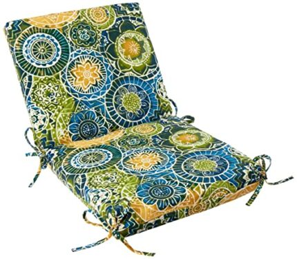 Pillow Perfect Outdoor/Indoor Omnia Lagoon Square Corner Chair Cushion, 36.5" x 18", Blue