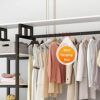 Clothes Rack, Heavy Duty 5 Tier Coat Rack with Hanging Rail, Open Wardrobe, 4 Hooks, Industrial Design, Metal Frame, White 140x40x170cm