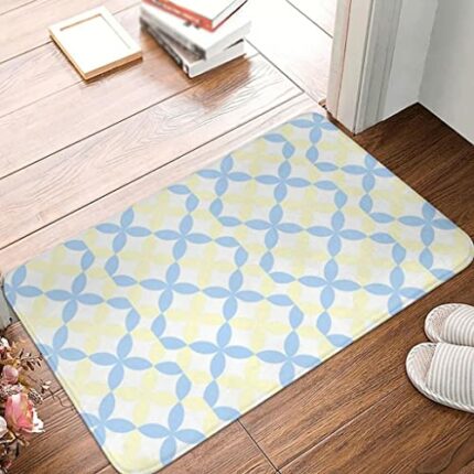 JJZXD Yellow and Blue Patterns Polyester Doormat Rug Carpet Mat Footpad Non-slip Sand Scraping Entrance Kitchen (Color : D, Size : 50cmx80cm)