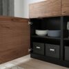 Ikea KLACKENÄS sideboard, 120x97 cm, black/oak veneer brown stained