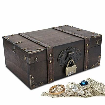Decorative Treasure Jewelry Chest, Chest Box Case Treasure Jewelry Chest with Lock Treasure Chest, for Books Jewelry Home Treasure Box Kitchen Or