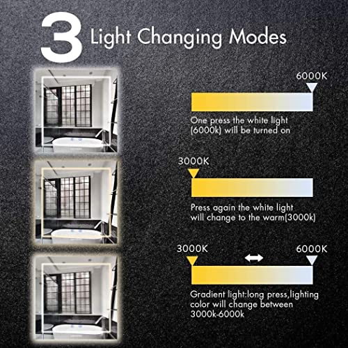 Illuminated LED Bathroom Mirror, Lighted Mirror with Light Touch Sensor and Demister Pad Bathroom mirror