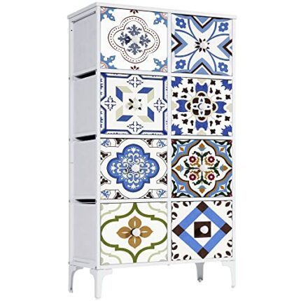 LYNCOHOME Chest of Drawers Bedroom, Fabric Storage Organizer with Deep and Large Drawers, Tall 8 Drawers Dresser for living room, kid's room, clo