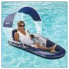 Aqua Leisure Luxury Oversized Pool Lounger Soft, Cool, Fabric, UPF 50 removable sunshade with mesh windows, Convenient drink holder and carry han