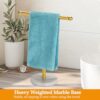 Hand Towel Holder Standing, T-Shape Towel Rack with Heavy Base, Regular Sized Hand Towel for Bath (Gold, Marble)