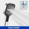VEHHE Shower Head (NOT for Electric Showers), 7 Spray Modes Shower Heads, Large Universal Shower Head with Non-Clogging Silicone Nozzles, Single
