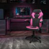 Flash Furniture X10 Gaming Racing Office Ergonomic Computer PC Adjustable Swivel Chair with Flip-up Arms, Pink/Black LeatherSoft