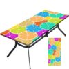 Tablecloth for Folding Table, boho Picnic Table Cover, Waterproof Fitted Table Covers for 6 Foot Tables, Elastic Rim Plastic Table Cover for Picn
