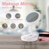 ROSEBEAR Makeup Mirror With LED Light, Vanity Mirror 1/10X Magnification Mirror, Cosmetic Mirror Foldable Mirror for Travel Battery and USB Power