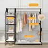 Clothes Rack, Heavy Duty 5 Tier Coat Rack with Hanging Rail, Open Wardrobe, 4 Hooks, Industrial Design, Metal Frame, White 140x40x170cm