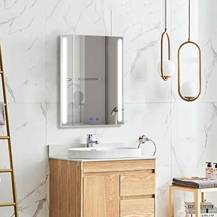 Anti-Fog Bathroom Mirror, Rectangle LED Vanity Mirror, Wall Mounted Bathroom Mirror, Lighted Vanity Mirror with Touch Switch, IP44 Waterproof, 80