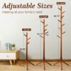 Wooden Tree Coat Rack Stand, 3 Adjustable Sizes 8 Hooks - Corner Coat Racks Free Standing for Office Entryway Bedroom Hall Tree Coat Hanger for H